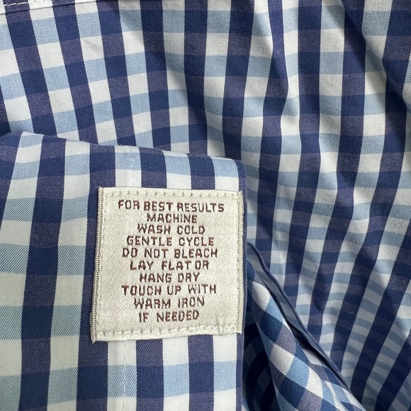 Peter Millar Dress Shirt Men's Blue Gingham Weekender Finish Button Down - Picture 5 of 6